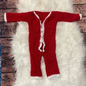Baby Santa red & white knitted onesie, new born, footed